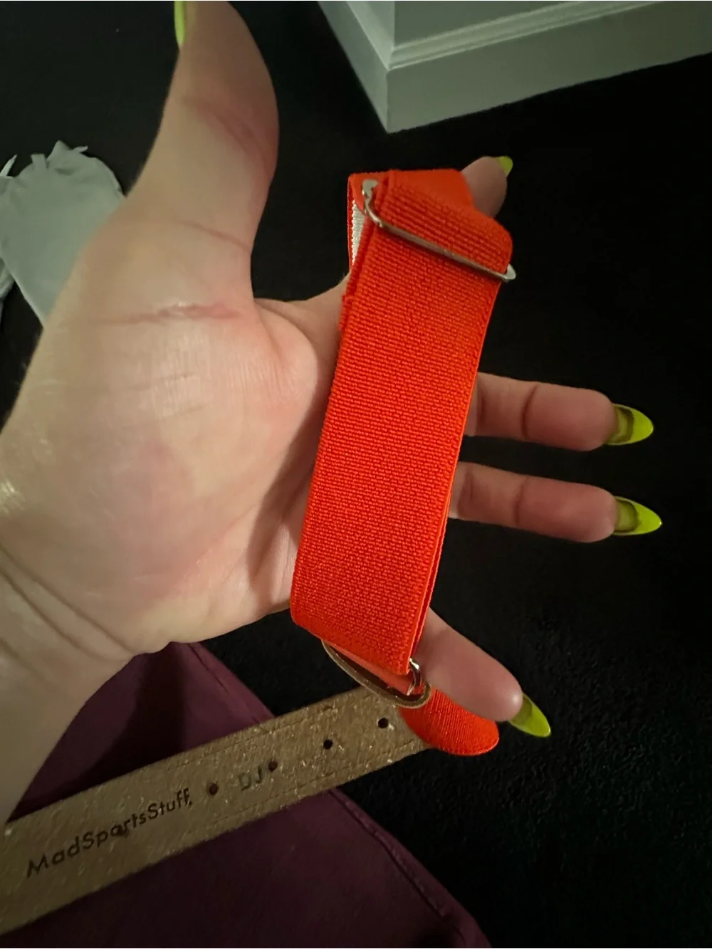 Boys stretchy baseball belt. Orange